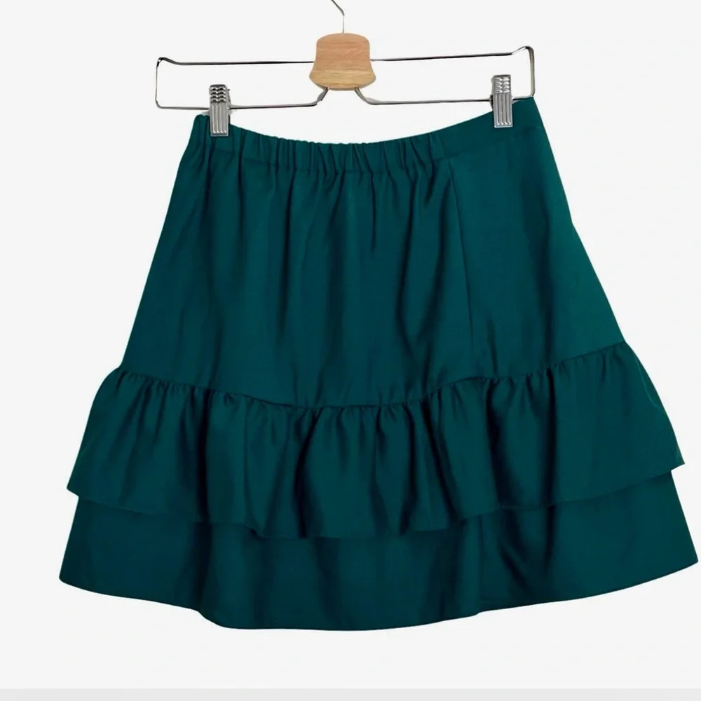 J.‎ Crew Green Tiered Ruffle Wool Blend MiniSize0